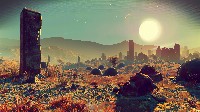 Alien Landscape with Distant Glow Wallpaper