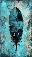 Black and Turquoise Stylish Feather Design Wallpaper