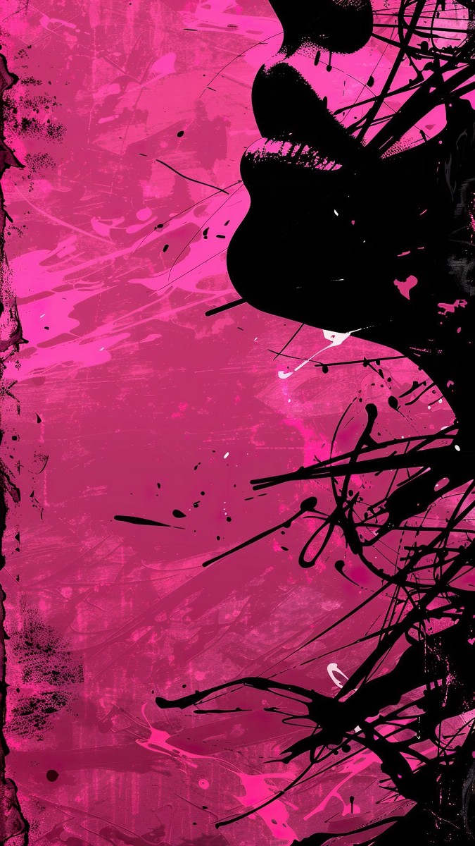 Magenta lips silhouette on minimalist background