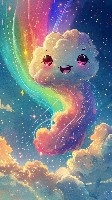 Cheerful Cloud with Rosy Cheeks and Starry Eyes Cute Wallpaper