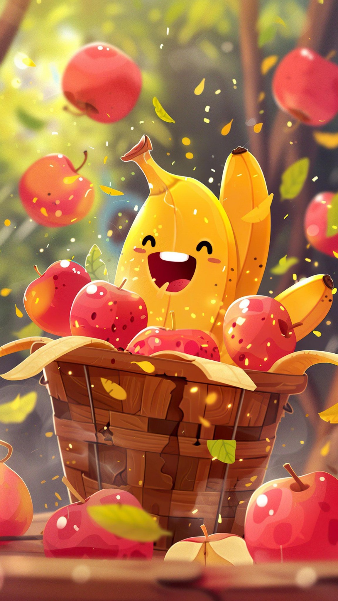 Chibi Banana Slipping On A Peel Cute Wallpaper