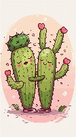 Chibi Cactus in Sneakers Dancing the Salsa Cute Wallpaper