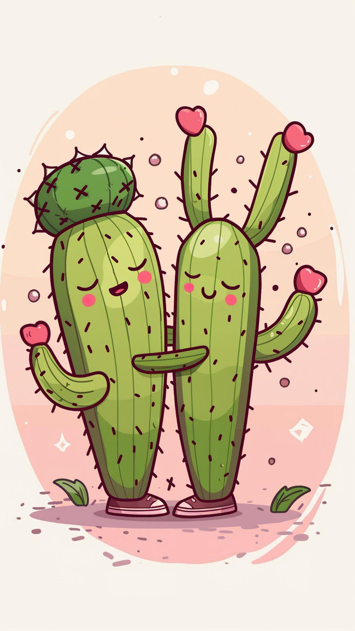 Chibi Cactus In Sneakers Dancing The Salsa Cute Wallpaper