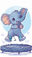 Chibi Elephant Balancing on a Trampoline Cute Wallpaper