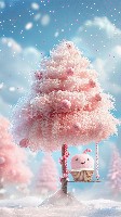 Cute Blushing Marshmallow on Cupcake Swing Wallpaper