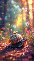 Cute Snail with Candy-Colored Shell Smiling Wallpaper