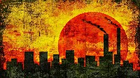 Dystopian Cityscape with Neon Haze Wallpaper