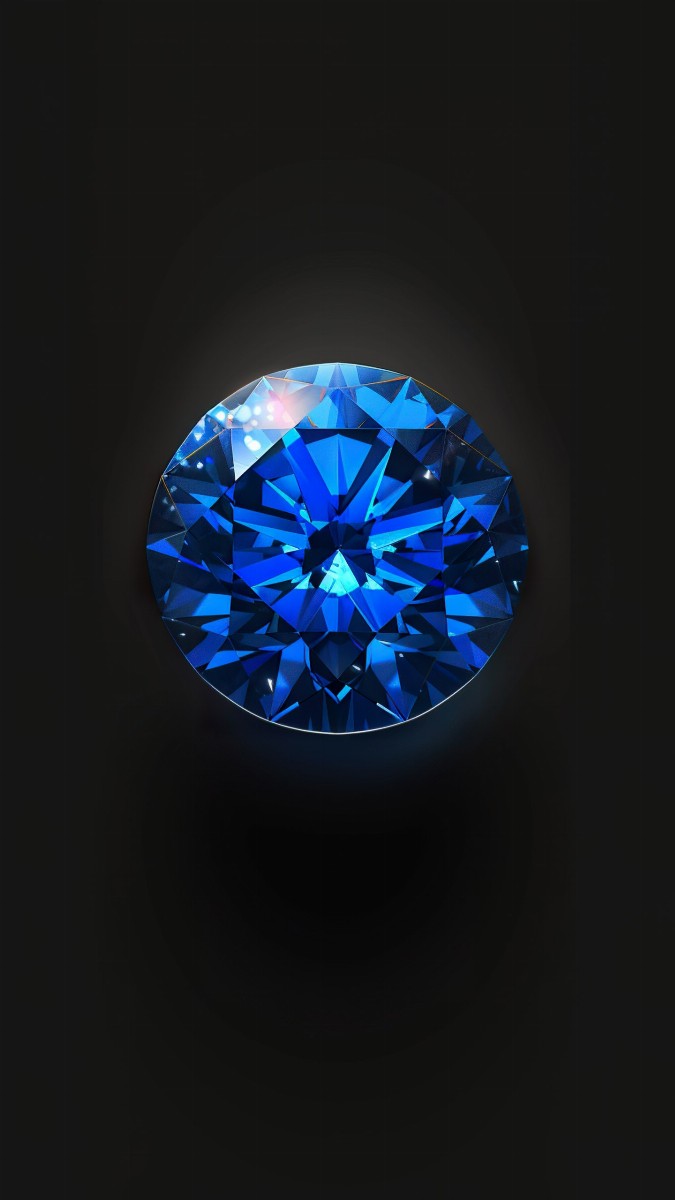 Electric blue diamond on black background
