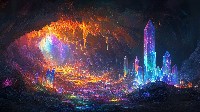 Enchanted Crystal Cave With Vibrant Hues Wallpaper