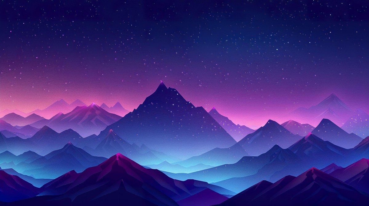 Mountain range under starry night sky