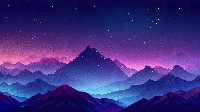 Enchanted Midnight Mountain Range Fantasy Wallpaper