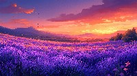 Endless Lavender Fields At Sunset Wallpaper