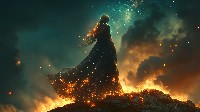 Enigmatic Silhouette With Starry Hair Wallpaper