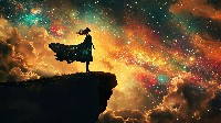Ethereal Silhouette Against A Starry Sky Wallpaper