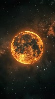 Glowing Orange Full Moon against Black Background Wallpaper