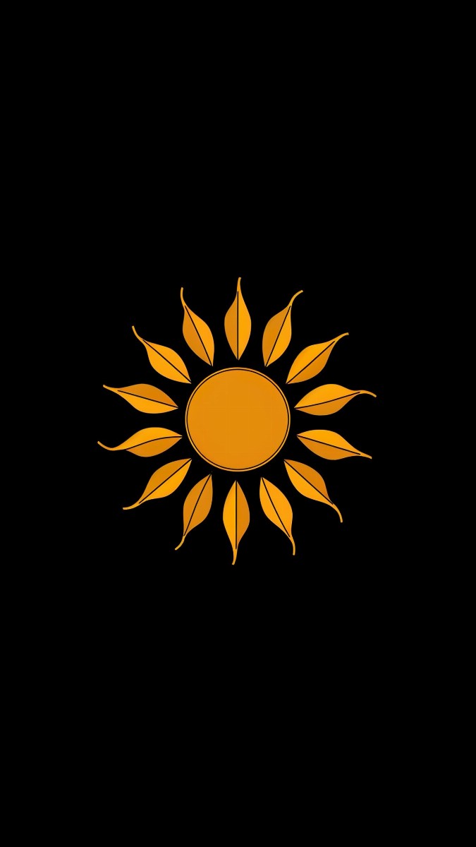 Goldenrod sun icon on a black background