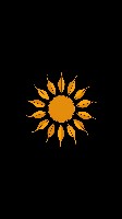 Goldenrod Sun Icon on Black Minimalist Background
