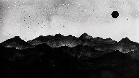Ink Black Mountain Range Under Starry Sky Wallpaper