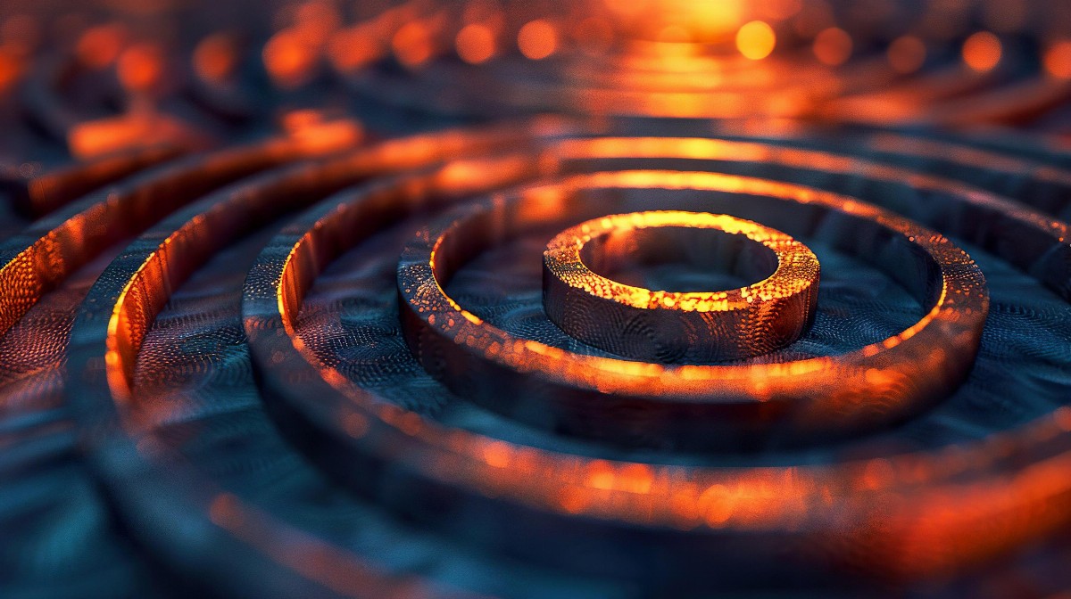 Copper gears in a shadowy labyrinth