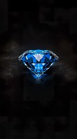 Minimalist Electric Blue Diamond on Black Background Wallpaper
