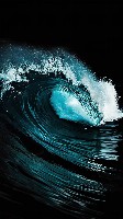 Minimalist Ocean-Themed Dark Background with Vivid Turquoise Wave Swirl Wallpaper
