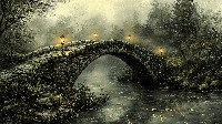 Misty Stone Bridge Over Tranquil Waters Wallpaper