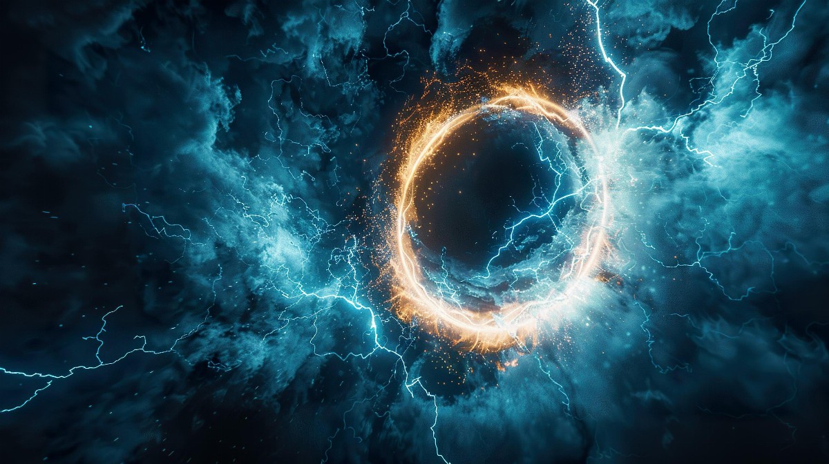 Energy portal with lightning effects