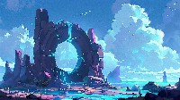 Mysterious Portal in a Fantasy Landscape Wallpaper
