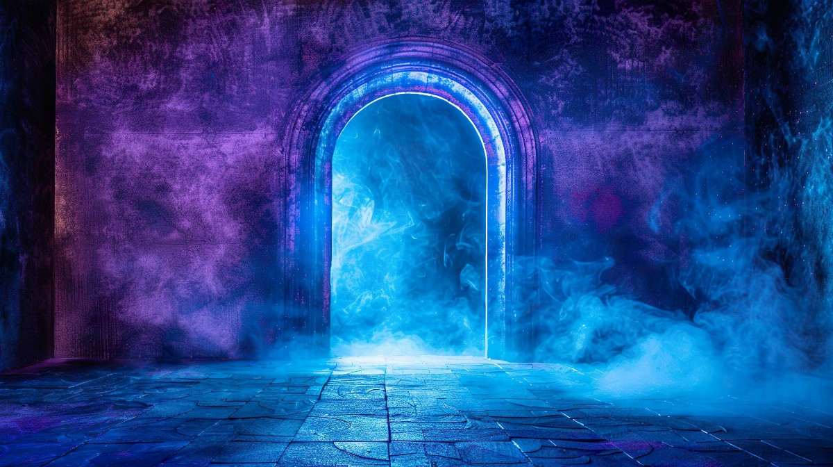 Glowing portal with misty surroundings