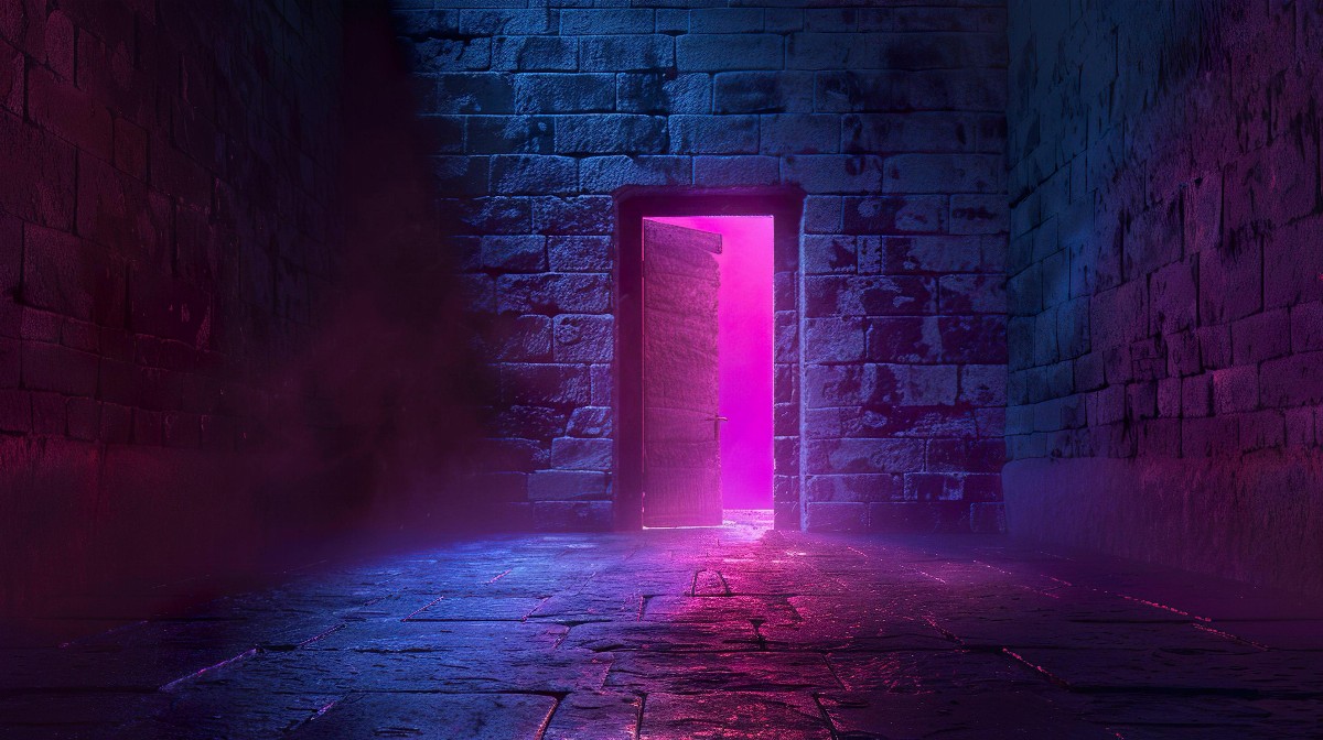 Open door with glowing light