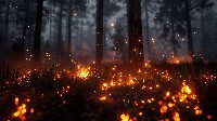 Mystical Forest with Glowing Embers Wallpaper