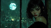 Mystical Night Portrait With Moonlit Cityscape Wallpaper