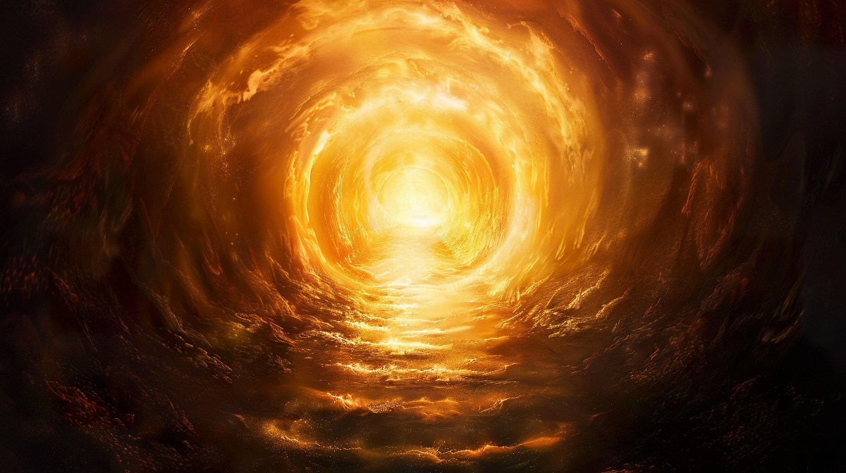 Golden mystical portal with swirling light