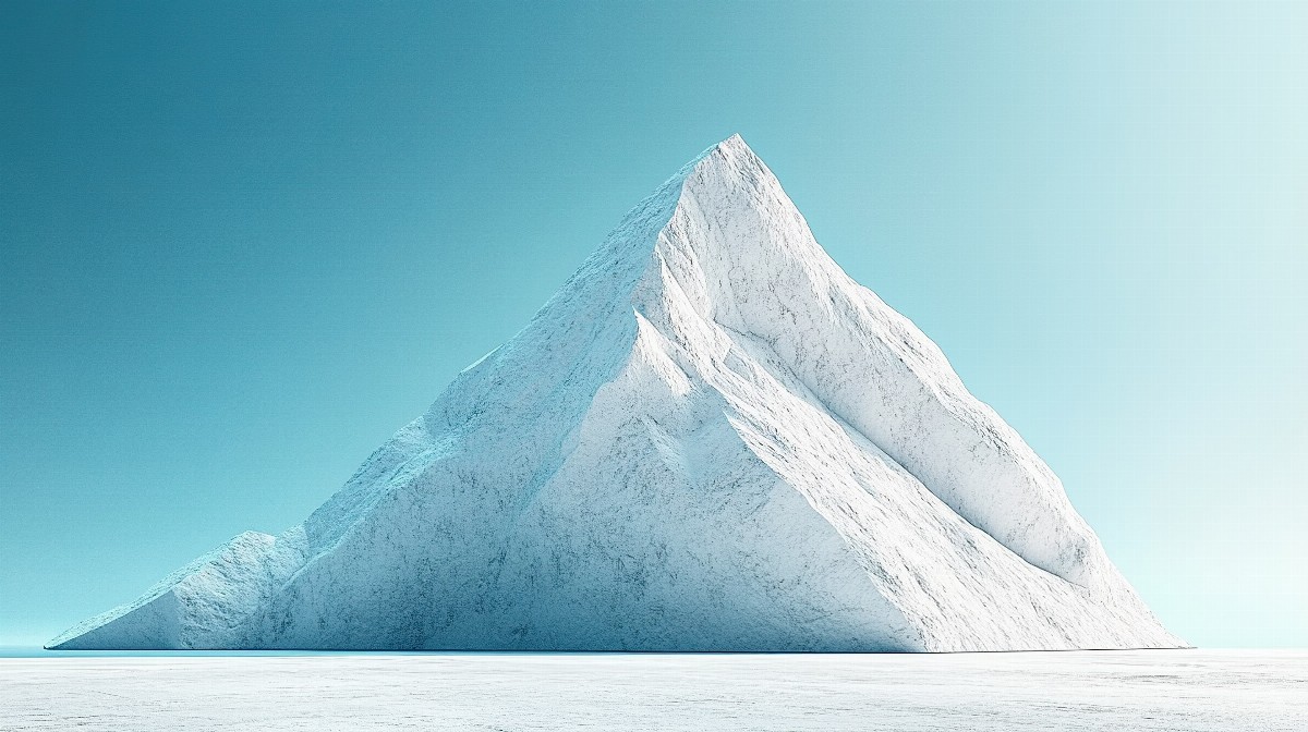 A single geometric mountain peak rendered in shades of blue.