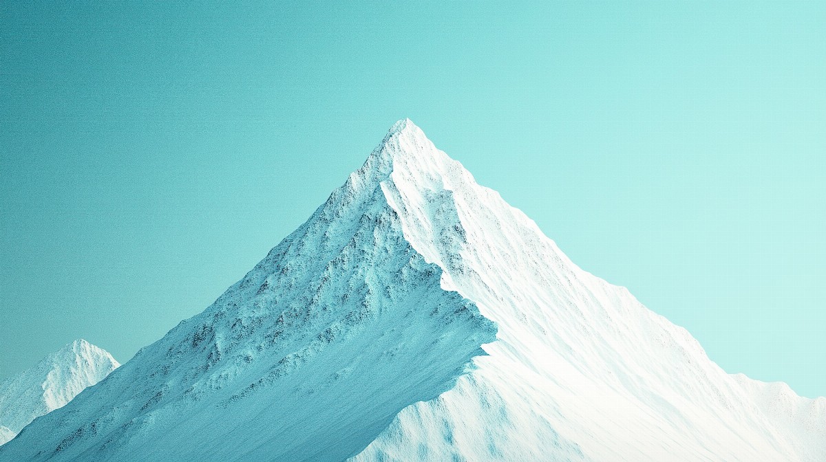 A single geometric mountain peak rendered in shades of blue.