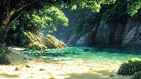 Serene Hidden Cove With Crystal Clear Waters Wallpaper