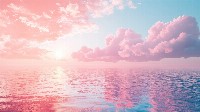 Serene Pink Clouds Over Tranquil Ocean Wallpaper