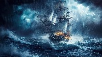 Spectral Ship Sailing Through a Storm Wallpaper