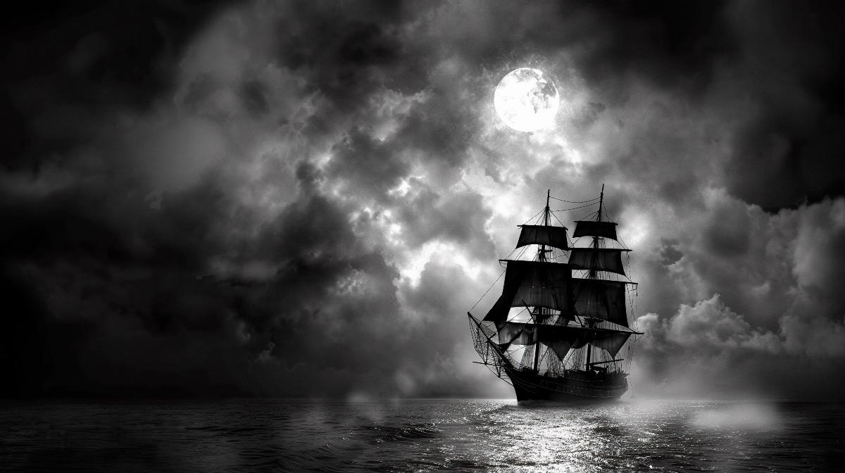 Ship sailing in a stormy sea