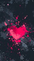 Striking Neon Pink Heart on Black Background Minimalist Wallpaper