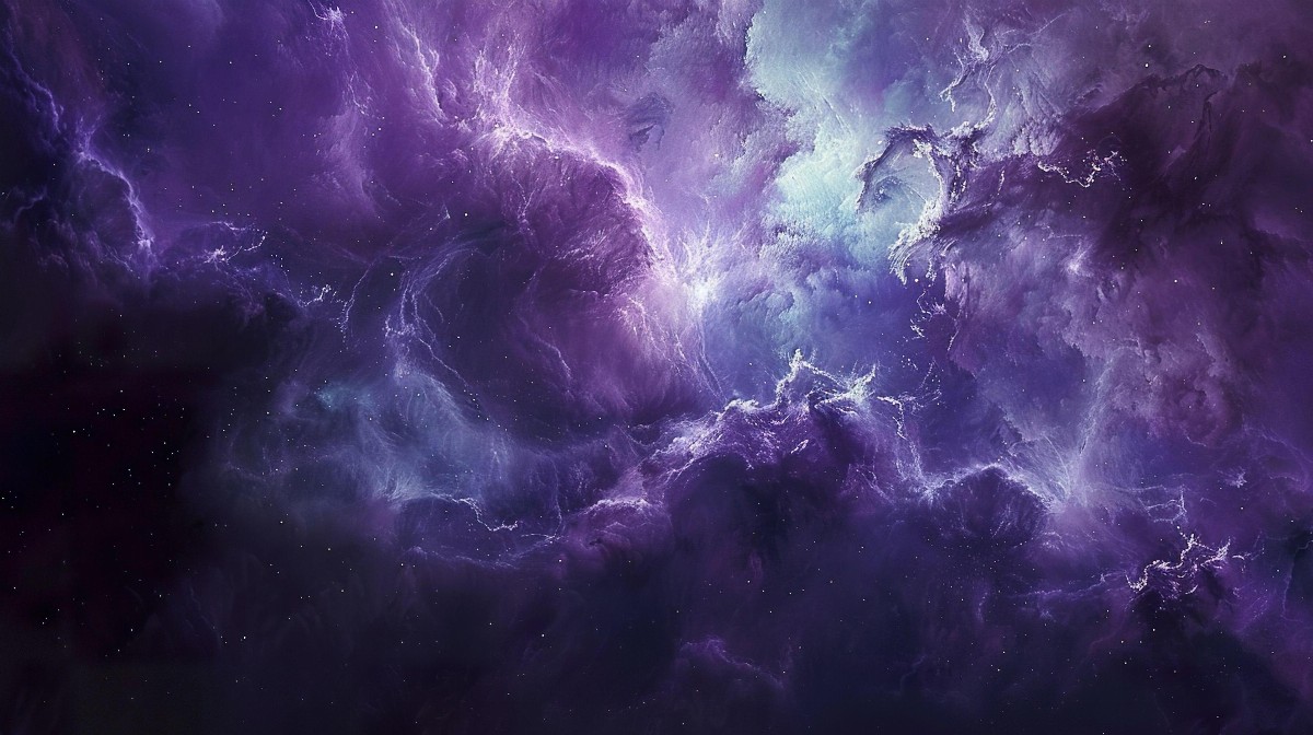 Purple and blue cosmic abstract painting