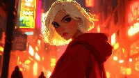 Vibrant Cityscape With Mysterious Woman Wallpaper
