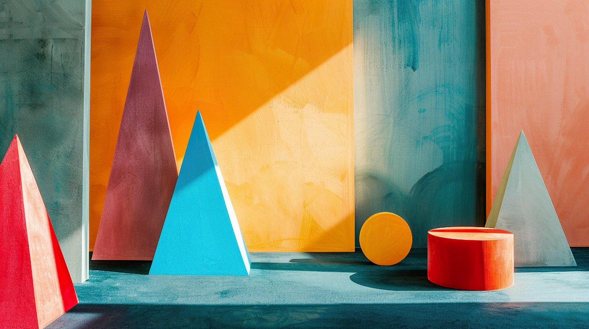 Colorful geometric shapes on a wall