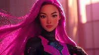 Vibrant Girl With Flowing Pink Hair Wallpaper