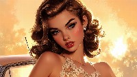 Vintage Elegance Girl With Soft Waves Background