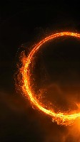 Warm Glowing Tangerine Circle on a Black Backdrop Wallpaper